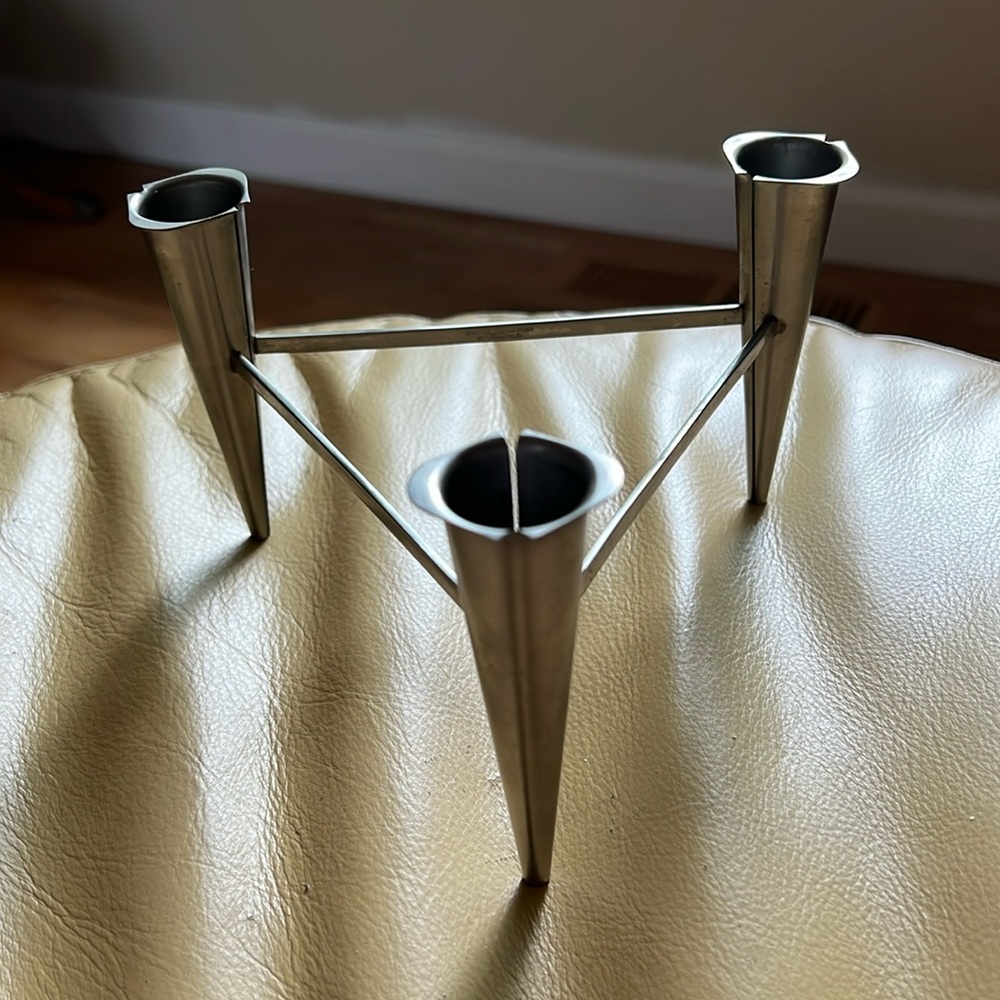 Modern Triangular Stainless Steel Candelabra by Pierre Forssell Sweden Gense